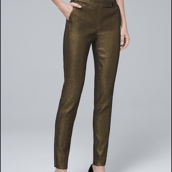 White House Black Market Pants - GOLD METALLIC  SLIM ANKLE PANTS